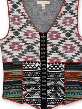 Gilded Intent Southwestern Aztec Print Sleeveless Vest